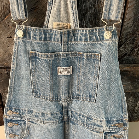 Women's Levi's Light Wash Red Tab Denim Overalls - Picture 4 of 5